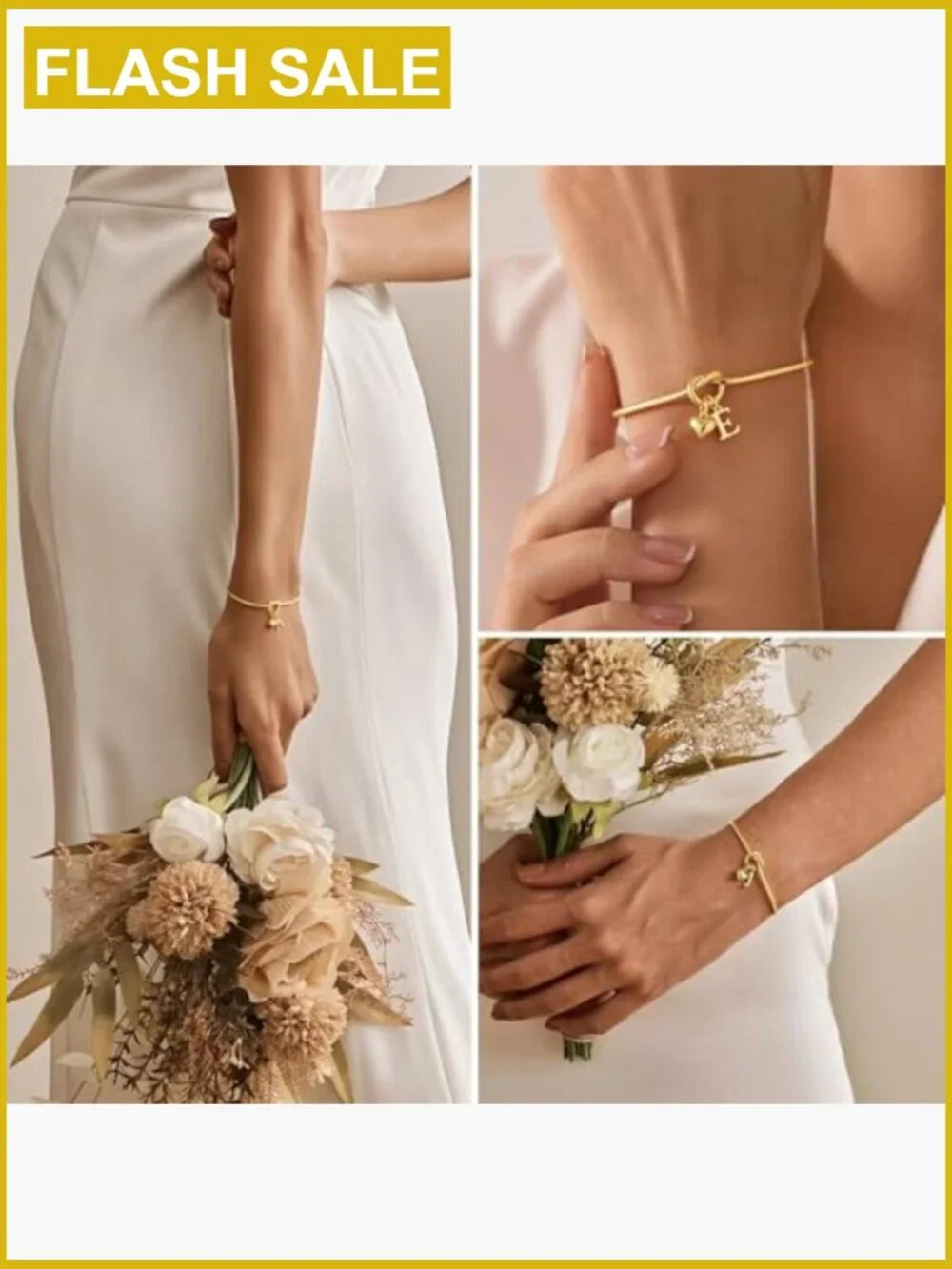 Knot Initial Charm Bracelets 14k Gold Plated Dainty Adjustable Heart